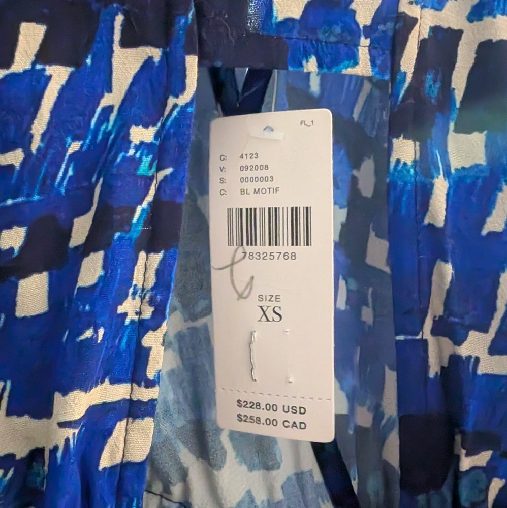 Anthropologie Blue and Black V-Neck Jumpsuit NWT XS - Picture 7 of 7